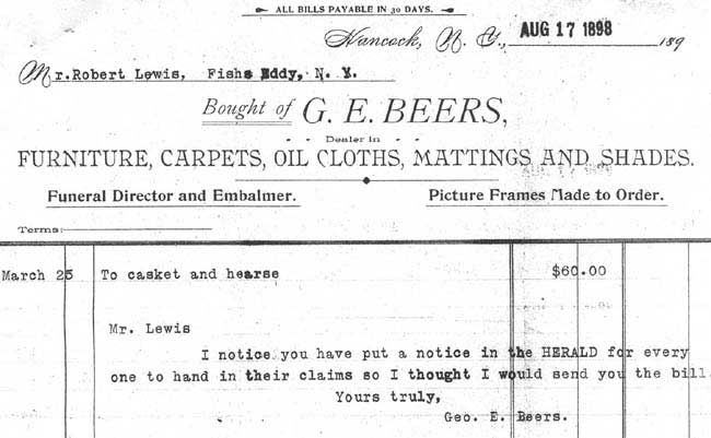 bill for casket and hearse 