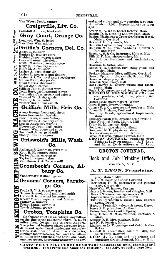 Griffin from 1870 Gazetteer