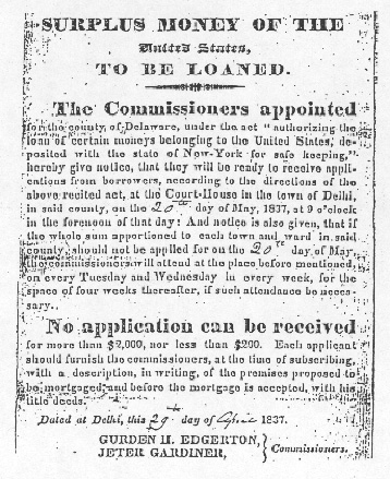 News clipping regarding Surplus Money of the US