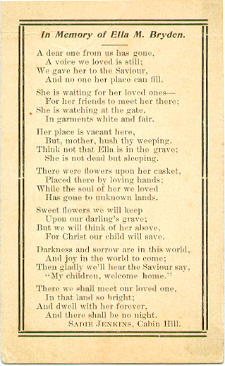 Memory of Ella Bryden by Sadie Jenkins