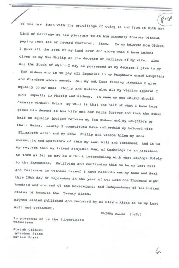 Will of Elisha Allen - pg 2