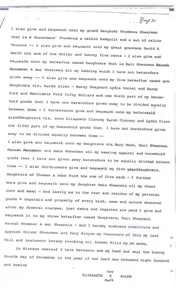 Will of Elizabeth Allen pg 2