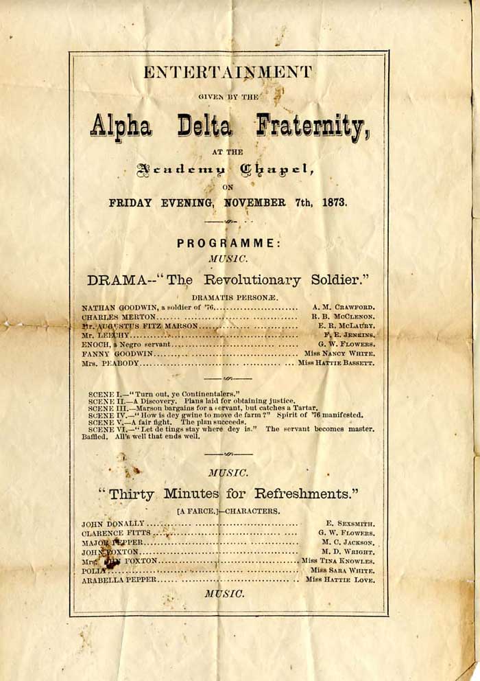 Alpha Delta Fraternity - Drama - The Revolutionary Soldier