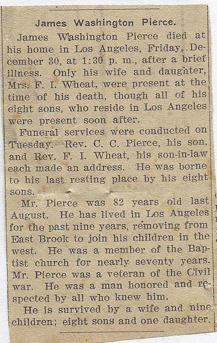 obit of James Washington Pierce