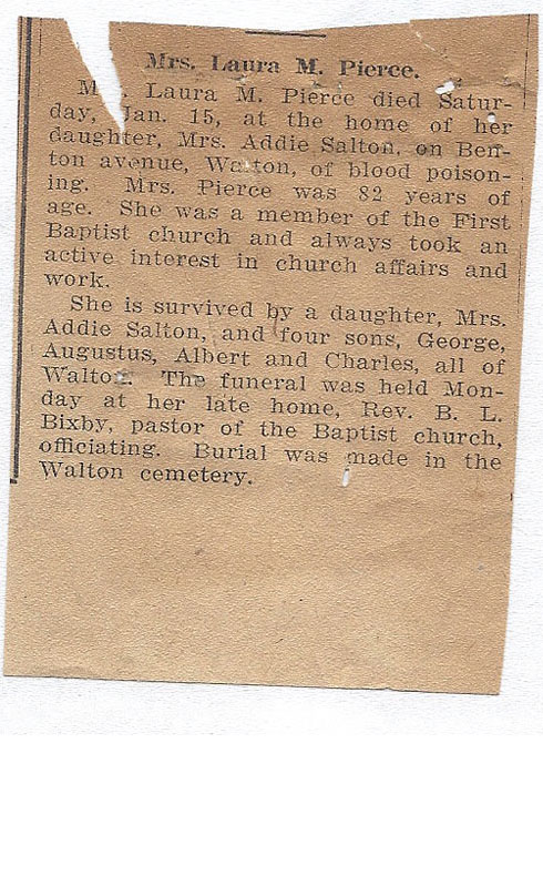 obit of Laura Minerva Fish Pierce