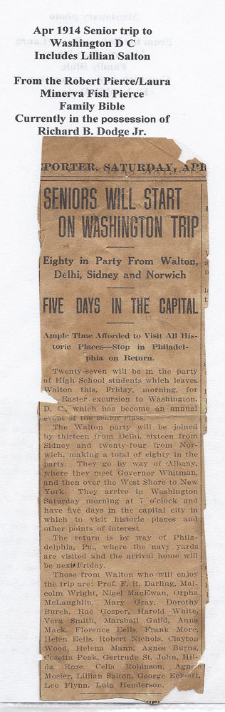 Walton High School Class of 1914 Senior Trip